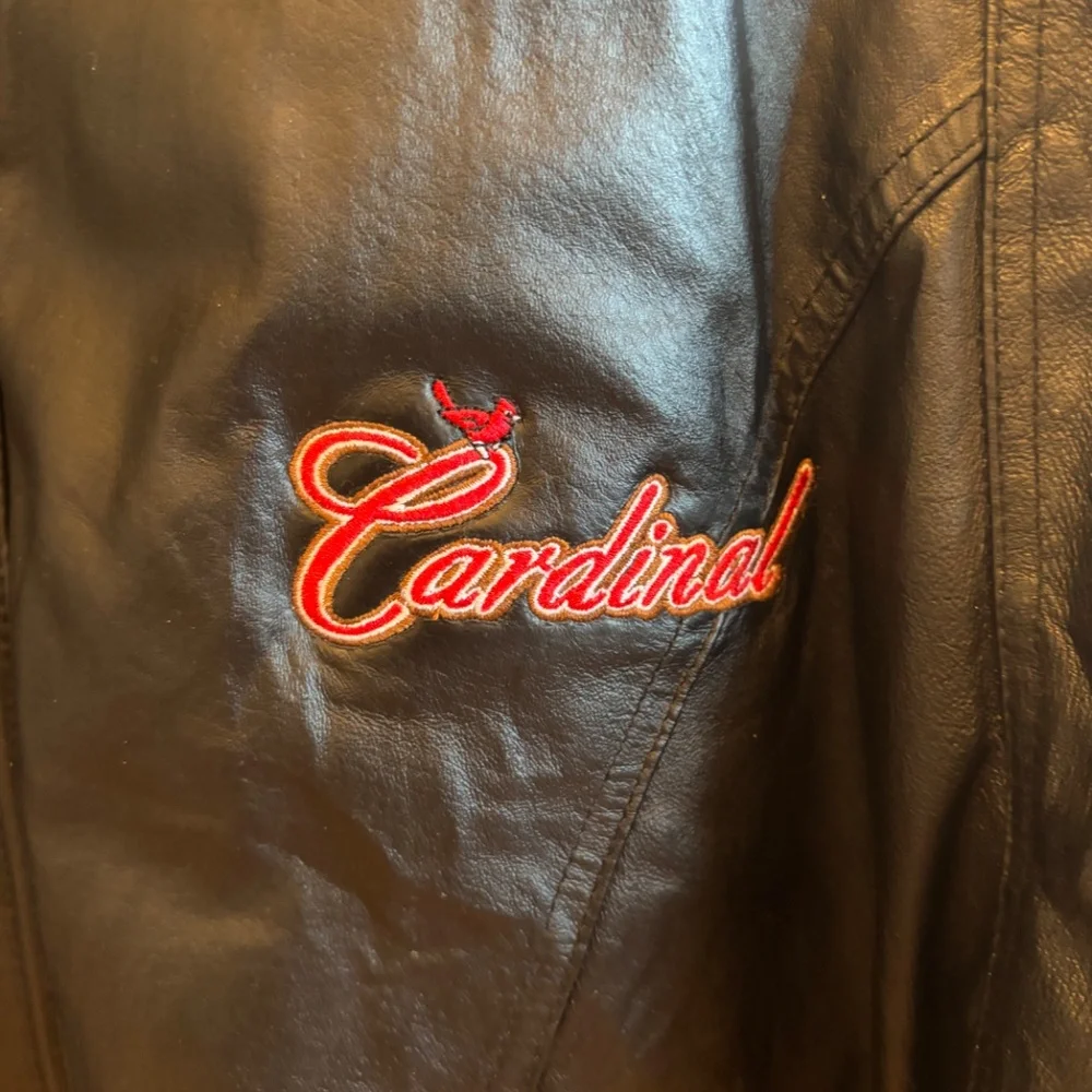 St. Louis Cardinal U.S.A. Leather Jacket Men's‎ Size Large Removable Fleece VTG